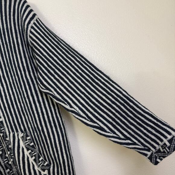 Chasqui Alpaca Sweater Womens Medium Blue Hoodie Knit Striped Full Zip Bolivia - Picture 5 of 9